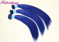 Double Drawn Blue Colored Hair Extensions For Female Grade 9A