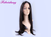 Soft Full Lace Wigs With Bleached Knots / Straight Peruvian Virgin Human Hair