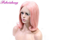 1b Pink Color Front Lace Wig Bob Healthy Human Hair Wave 180% Density