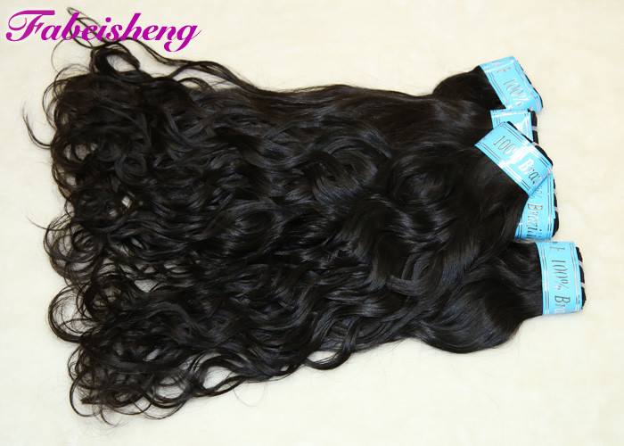 100% Unprocessed Weft Hair Extensions , Black Hair Extensions Natural Water Wave