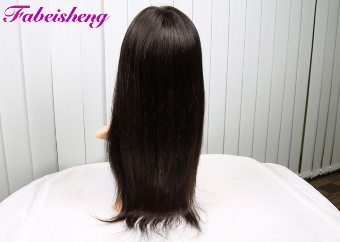 Smooth Straight Black Brazilian Front Lace Human Hair Wigs No Tangle No Shedding
