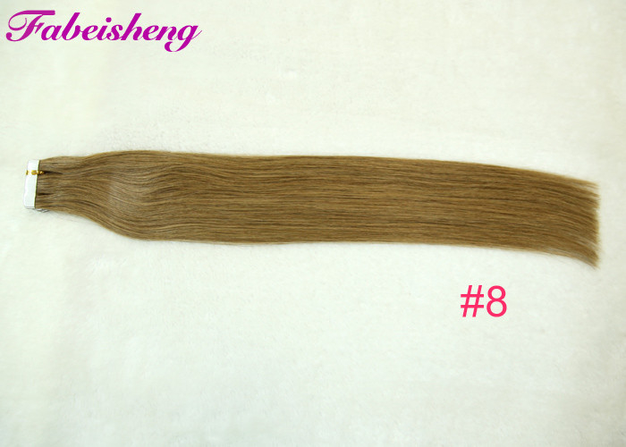 Soft And Straight 10 Inch Tape In Human Hair Extensions , Double Drawn Hair Weft
