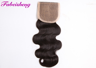Free Part Silk Base Closure Body Wave , Peruvian Virgin Hair Bundles With Silk Closure