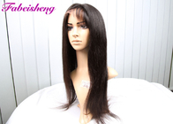 Smooth Straight Black Brazilian Front Lace Human Hair Wigs No Tangle No Shedding