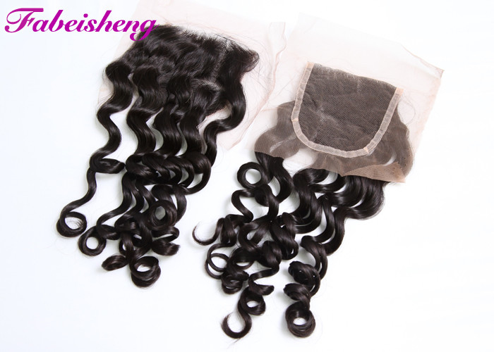 Brazilian Wavy Hair 4x4 Lace Closure Loose Wave With Bleached Knots